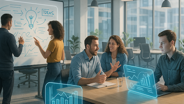 Menschen und KI-Agenten kooperieren im Büro der Zukunft