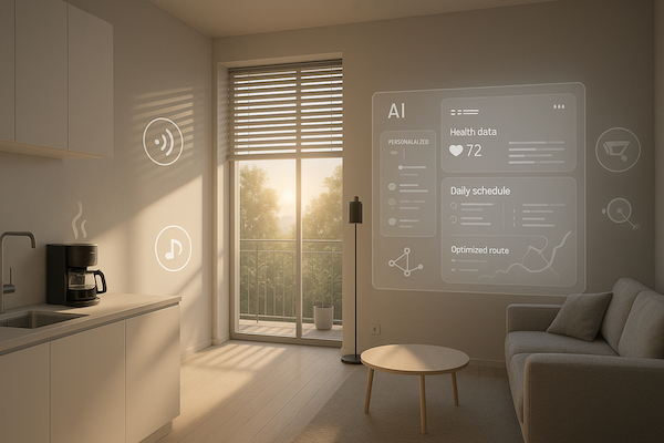 Eine technologie-gesteuerte Wohnung im Jahr 2029