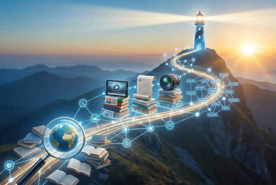 Planung einer SEO-Content-Strategie am Laptop